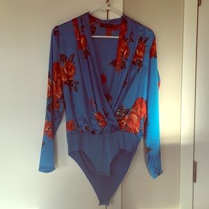 Zara Blue Floral Bodysuit